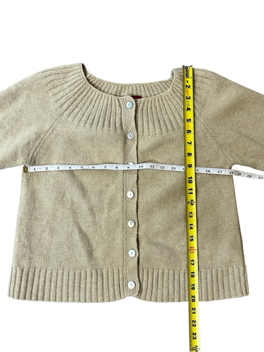 Sundance Lambswool Cardigan Sweater Cream Ribbed Cottagecore Womens Large - Picture 5 of 5